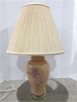 Painted glass Table Lamp with floral design.