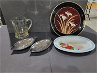 Glass Pitcher and Serving Trays