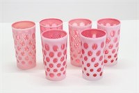 Fenton Cranberry Opalescent Coin Dot Tumblers (6)