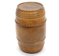 Wooden Treen Barrel Tobacco Jar