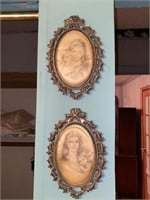 2 Victorian Metal Framed Silk Prints
