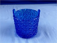 Vintage Blue Glass Small Ice Bucket