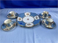 Plate & 4 Cups and Saucers