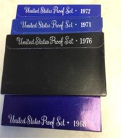 4 proof sets --1968 / 1971 / 1972 / 1976