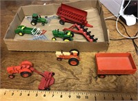 Metal tractor, and farm implements