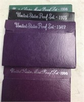 4 proof sets --1975 / 1987 / 1990 / 1996