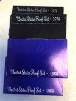 4 proof sets --1968 x2 / 1973 / 1974