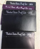 4 proof sets --1974 / 1975 / 1978 / 1988