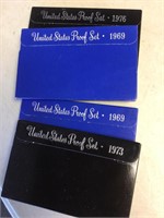 4 proof sets --1969 x2 / 1973 / 1976