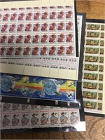 10 sheets of US commemorative stamps