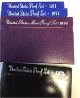 4 proof sets --1971 x2 / 1973 / 1993