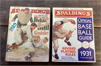 2 vintage 1929 & 1931 Spalding's Baseball Guides