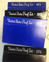 4 proof sets --1970 / 1971 / 1973 / 1974