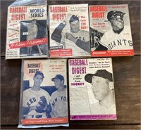 5 vintage Baseball Digest magazine lot