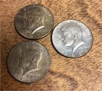 3 Kennedy 1960s half dollars