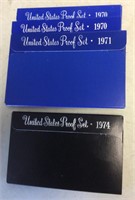 4 proof sets --1970 x2 / 1971 / 1974