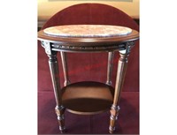 Antique lamp table with marble top