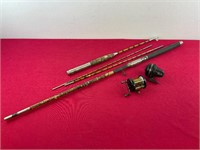 VINTAGE BAMBOO FISHING POLES & REELS