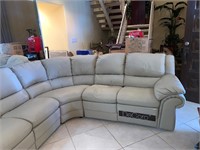 NEW SECTIONAL LEATHER SOFA + RECLINER 124X104 TAN