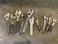 LOT OF ADJUSTABLE WRENCHES
