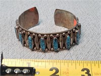 STERLING Wrist Band w/ Blue Stones 27.5g