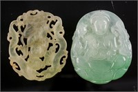 2 Assorted Chinese Hardstone Carved Pendants
