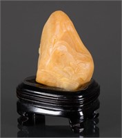 Chinese Shoushan Stone Old Man Boulder w/ Stand