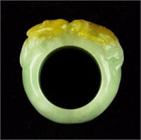 Chinese Apple Green Jadeite & Russet Archer's Ring
