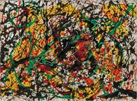 American Abstract Oil on Canvas Signed Pollock