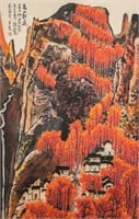 Chinese Watercolor Landscape Signed Stamp Li Keran