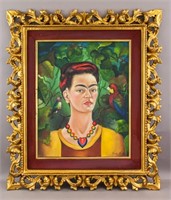 Mexican Oil on Canvas Signed Frida Kahlo