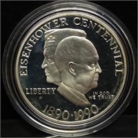 1990 Eisenhower Centennial Proof Silver Dollar