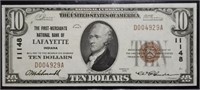 1929 $10 National Currency Lafayette Indiana CU