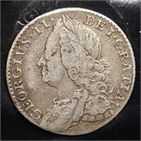 1758 George II Silver Sixpence in Nice Shape