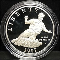 1997 S Jackie Robinson Proof Silver Dollar