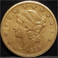 1880-S $20 Gold Liberty Double Eagle Better Date