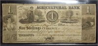 Obsolete $1 Bank Note Agricultural Bank Toronto