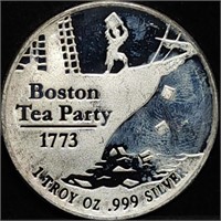 1 Troy Oz .999 Silver Boston Tea Party Round
