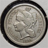 1881 Three Cent Nickel in Nice Shape