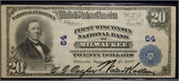 1902 $20 National Bank of Milwaukee Banknote