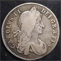 1663 Charles II Silver Shilling Nice!