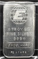 Vintage 1 Troy Oz .999 Silver Engelhard Bar