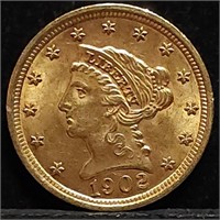 1902 $2.50 Gold Liberty Quarter Eagle Gem BU
