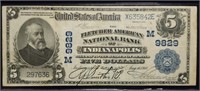 1902 $5 National Currency Note Indianapolis IN