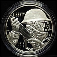 2018 World War I Centennial Proof Silver Dollar