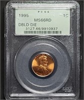1995 Double Die Lincoln Cent PCGS MS66RD OGH