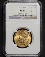1910-D $10 Indian Head Gold Eagle NGC MS61 Key