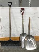 3 Shovels - one is missing a handle