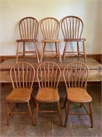 6 Hand Made Primitive Pine Chairs