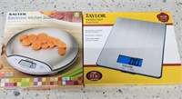 2 Kitchen Scales, Taylor Stainless Steel & Salter